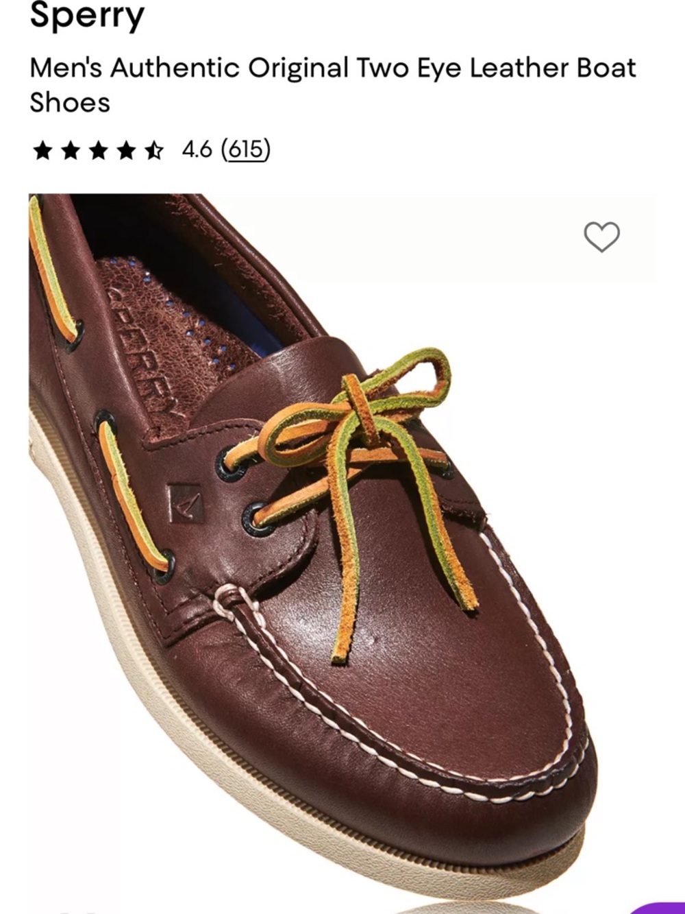 Men's Authentic Sperry Original Two Eye Leather Boat Shoes - 11.5